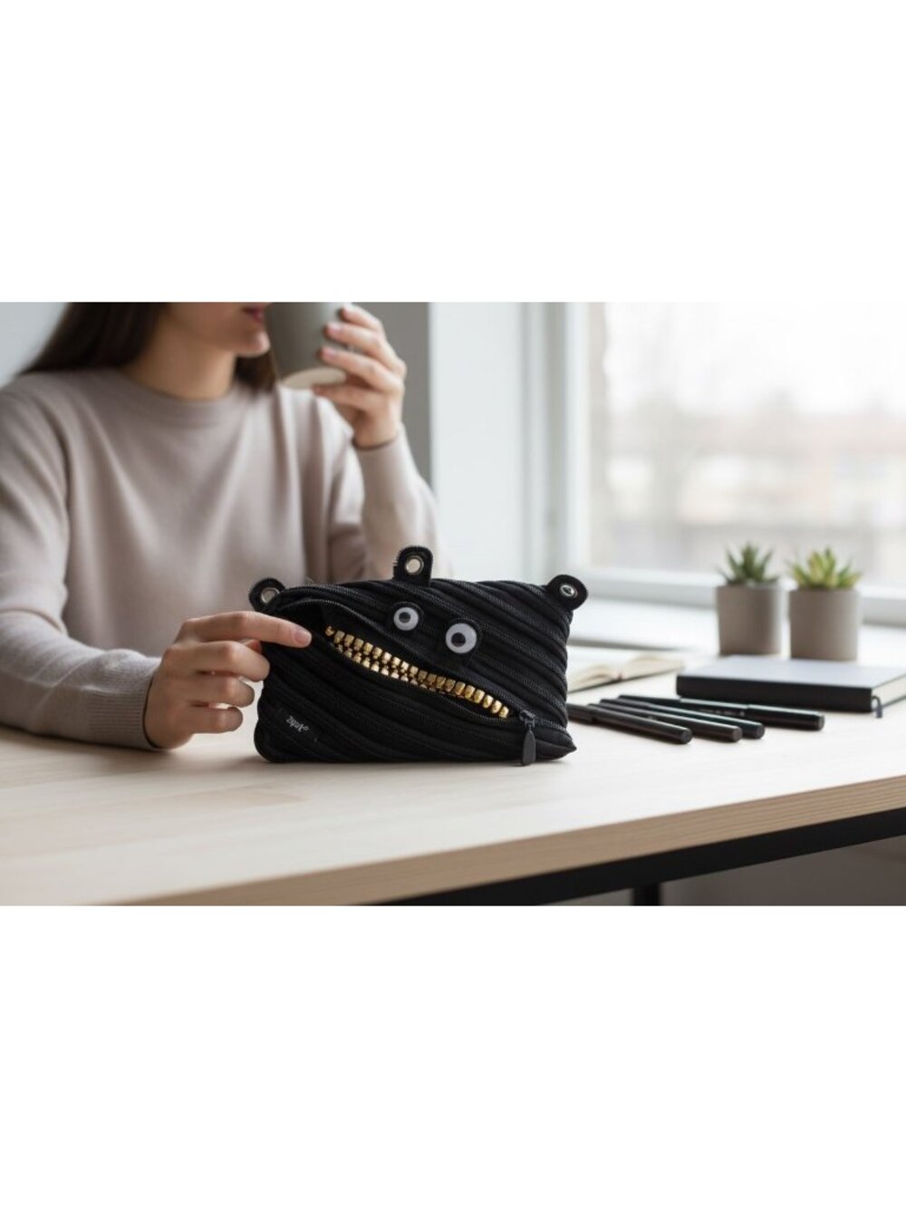 Zipit Monster Pencil Case With Zipper Design Black Fun & Functional